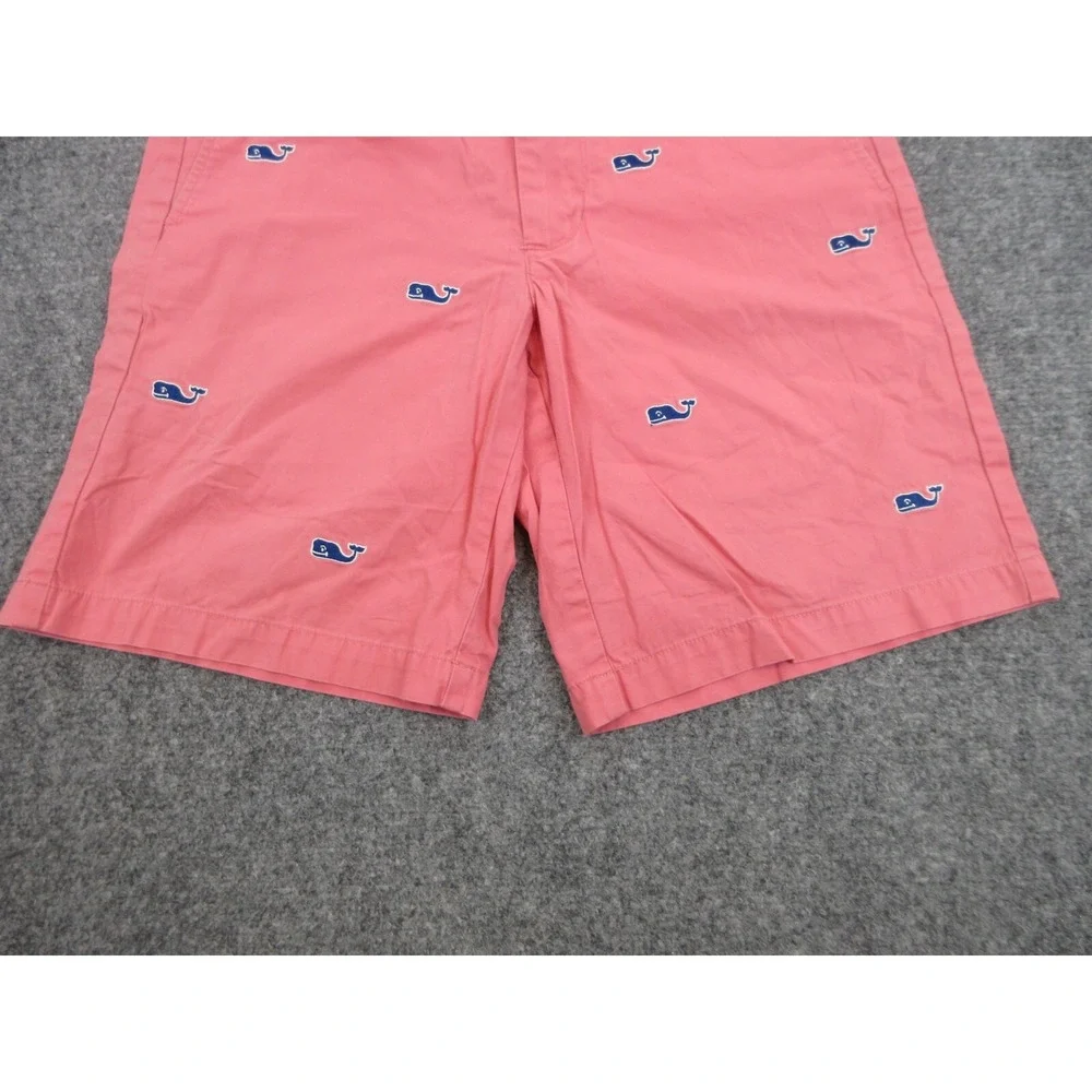 Vineyard Vines Shorts Mens 28 Pink Whale Embroidered Breaker Chino 9 Inseam